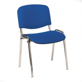 DCM-Blue Stacking Chair Chrome Frame